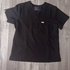 Figs Men’s Black V-Neck Short Sleeve Scrub Top